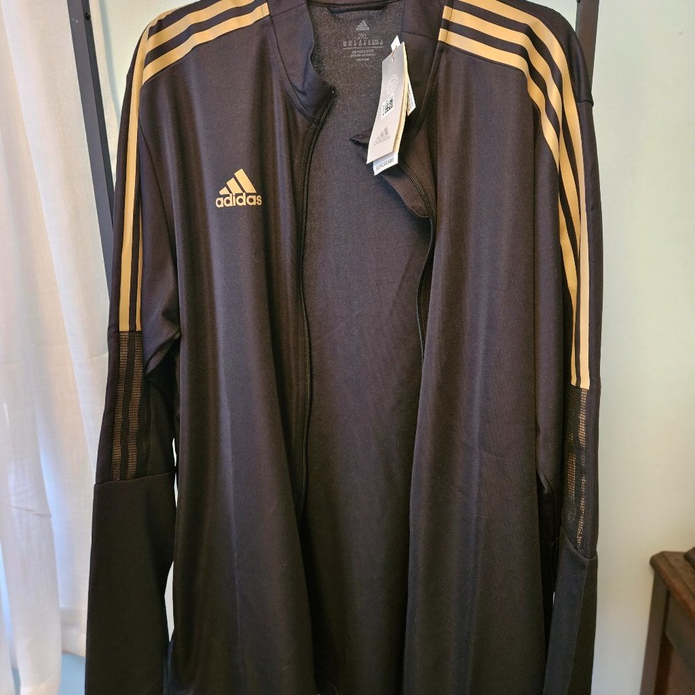 NWT Adidas Men's 2XL Black/Gold Track Jacket